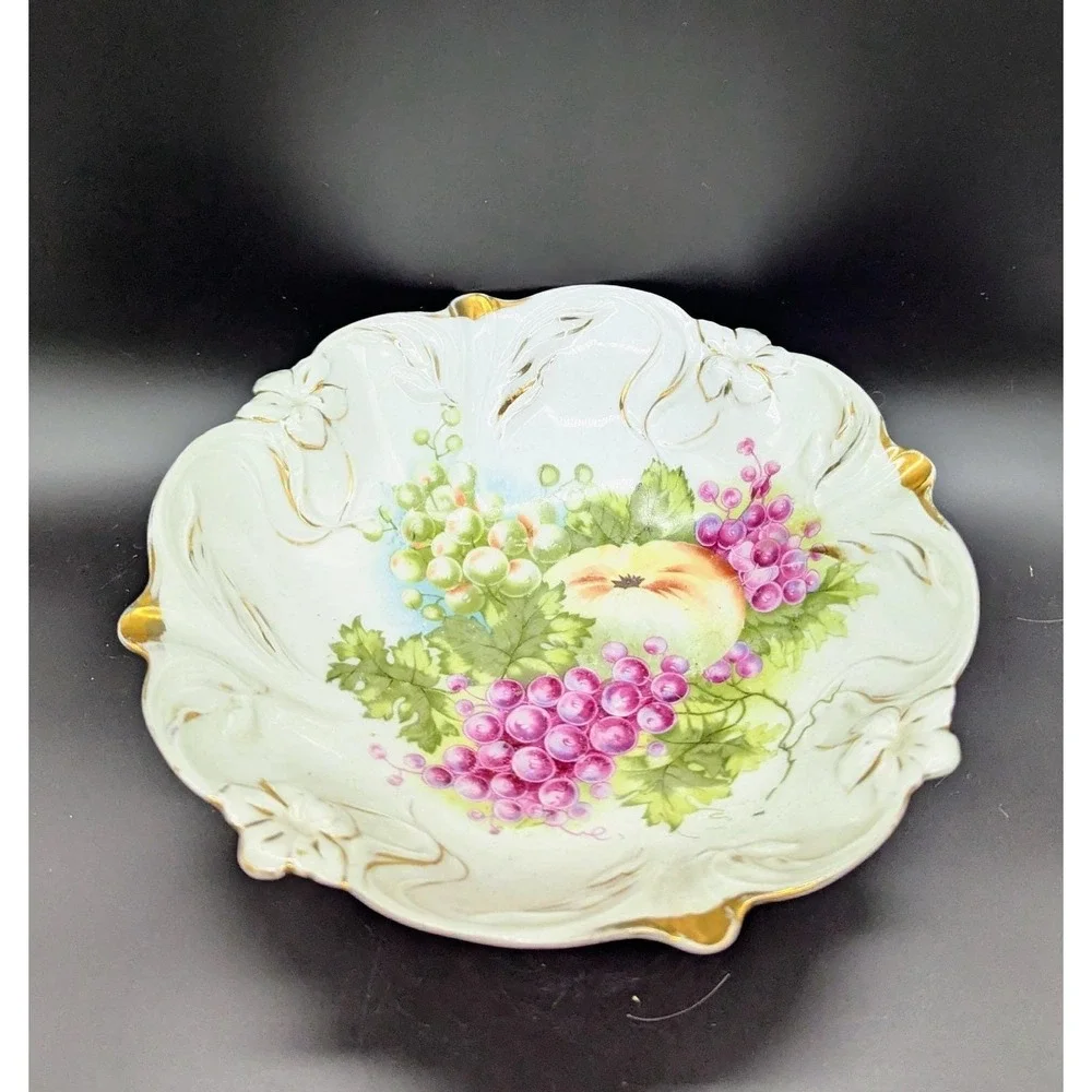 Antique Art Nouveau PS Germany Fruit Centerpiece Bowl Transferware 10